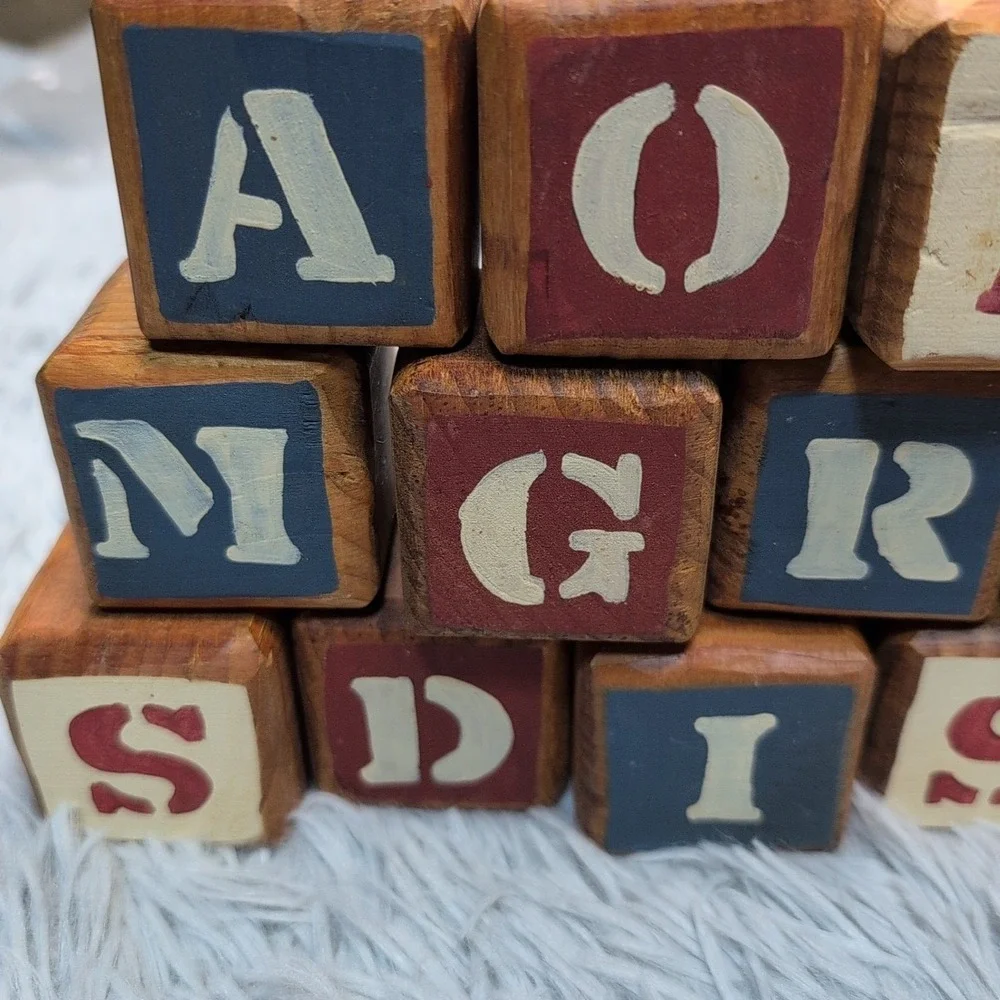 Vintage Wooden‎ Alphabet Blocks Lot of 15 Blocks 2